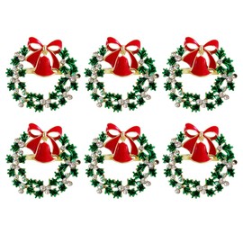 wonlex - Juego de 6 servilleteros de Navidad, diseño de diamantes verdes para boda, día de Acción de Gracias, reuniones familiares, cumpleaños y cena, servilleta para el día de Acción de Gracias, Navidad (corona de Navidad)