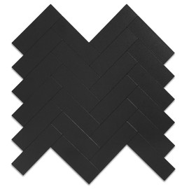Yipscazo Herringbone Peel and Stick Backsplash for Kitchen Wall, Sample Heat Resistant Stick on Backsplash PVC Smart Tiles, 12'' Black Waterproof Peel and Stick Tile for Bathroom