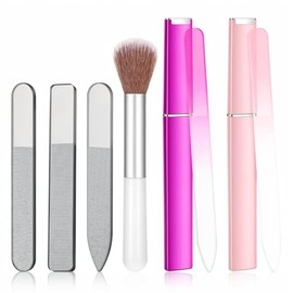 6Pcs Glass Fingernail Files for Women Glass Nail File Polisher Set | 2Glass Fingernail Files with Case, 3Nano Glasse Nail Shiner, Double-Sided Gentle 