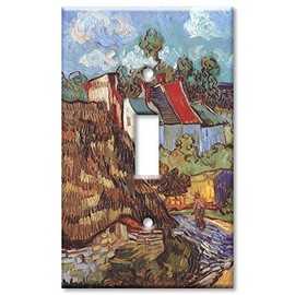 Art Plates - Single Gang Toggle OVERSIZE Switch Plate - OVER SIZE Decorative Metal Wall Plate - Van Gogh: Houses at Auvres - (Made in USA)