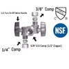 5/8" OD Comp X 3/8" Comp X 1/4" Comp Double Handles 1/4 Turn Angle Stop Water Shut off Valve Lead-Free (Pack 5)