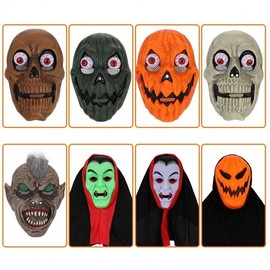 Zombie Party Halloween Party Ball Bar One-Piece Pumpkin Eyeball Mask Skull Ghost Mask Vampire Mask Green Ghost Eyeball Mask 10ea