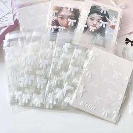 runrayay 100 Pieces Kpop Photo Card Sleeves, Laser Flash Card Sleeves, Bow Card Sleeves, Trading Card Protector for Photo Cards, Mini Polaroid Kpop Photo Cards