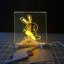 Acrylic Dry Erase Board with Remote Control Light, 20x20 cm, 6 Colors, Includes Markers, Night Light Message Board (20x20)