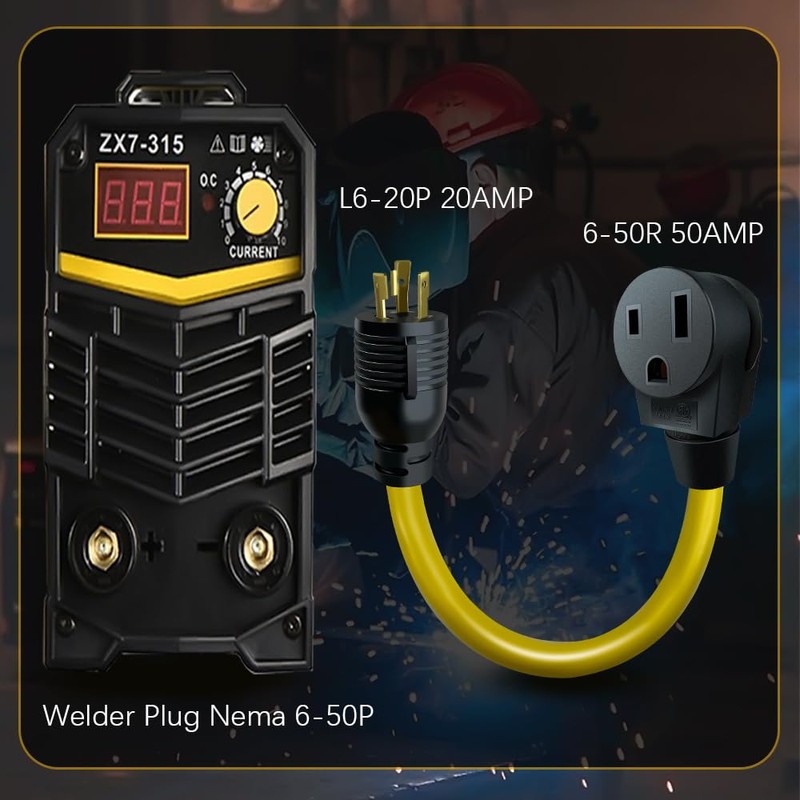 L6-20P Locking Plug Connector for Generator to 6-50R Welder Adapter,