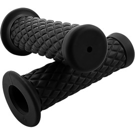 1" Grip Bike Grips 25.4mm Steering Wheel Grips Harley 25mm/28mm Set Diamond Cut Non-Piercing (Black)