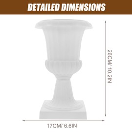 DEARMAMY Garden Urn Planter White Roman Urn Pot Novelty Classic Urn Garden Pot Roman Column Flower Pot Plastic Flower Pots for Wedding, Porch, Graden, Balcony, Home Roman Flower Vase
