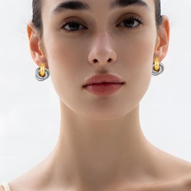 FILMOON Statement Gold Silver Clip On Earrings for Women Small Twisted Knot Clip Earrings Trendy Jewelry, Brass, No Gemstone