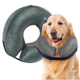 HTTDSLF Dog Cone Cat Cone, Inflatable Collar for Dogs, Inflatable Dog Collar, Dog Recovery Collar, Dog Neck Collar After Surgery, Pet Recovery Collar, Dog Cone Collar (Grey, M)