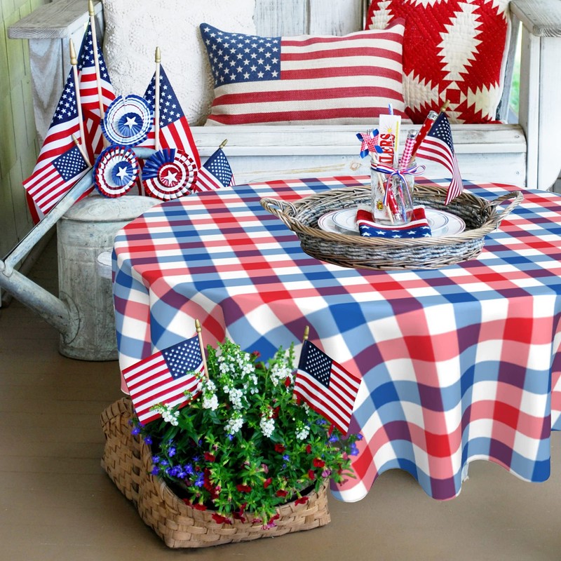 SuQKXCo 4th of July Round Tablecloth 60 inch Patriotic Memorial