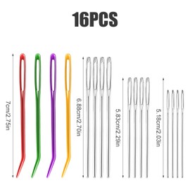 16pcs Large-Eye Blunt Needles, Darning Needle, Stainless Steel Yarn Knitting Needles Sewing Needles Wool Needle Hand Knitting Needles Sewing Knitting Needles for Crochet Projects (2 Styles)