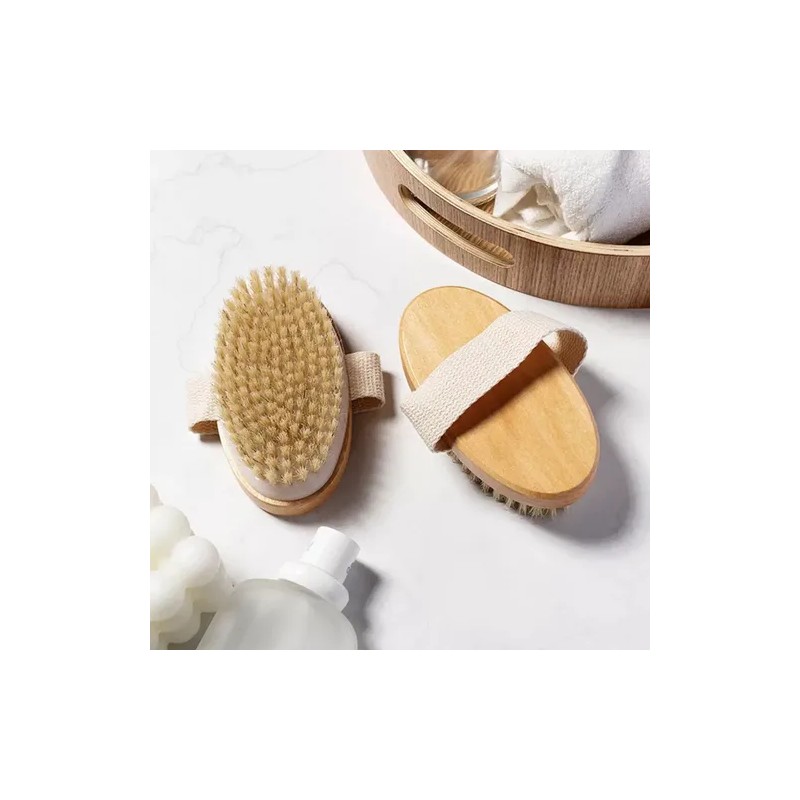 Set Cepillo Corporal Facial Y Esponja Pulpa De Madera Exfo