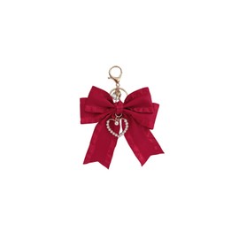 Fuqimanman2020 Lovely Bow Keychain for Women Pearl Bow Keychains Charm Accessories for Handbags Purse Backpacks, Red, Small