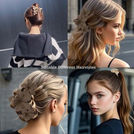 Flomiara 4PCS Hair Clips for Women, Flower Claw Clips, Women Cute Hair Clips, Suitable for Thick Thin Hair, Non-slip Matte Firm Hairpin, Plastic Hairpin，White, Yellow, Brown, Black