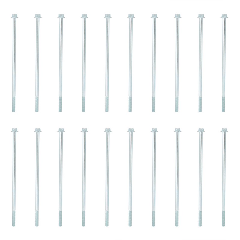 20Pcs M6x160 Long Screw Iron Hex Flange Threaded Bolt Fastener