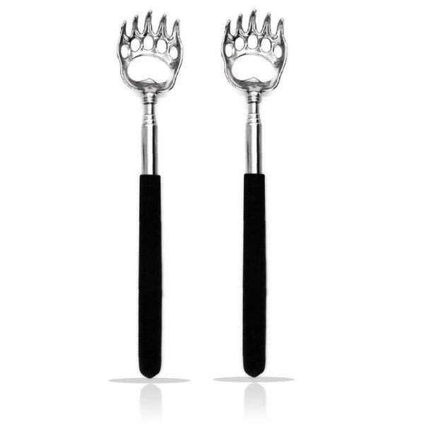 SQULIGT 2PCS Back Scratchers, Bear Claw Back Scratcher Extendable Metal Retractable Telescopic Handle for Itch Relief Men Women Kids in Travel Home Office