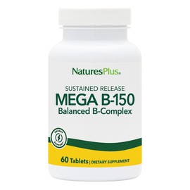 NaturesPlus Mega B-150 Complex - 90 Sustained Release Vegetarian Tablets - Maximum Potency B Complex Vitamin Supplement -Gluten Free - 90 Servings