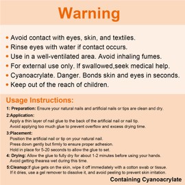 3PCS Nail Bond Glue Set - Waterproof Liquid Nail Adhesive, Precision Brush Applicator, Long-Lasting & Fast-Drying, Formaldehyde-Free, for Acrylic Nails & Fake Nails, Plastic Bottle, Hema-Free