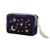 Handy cosmetic makeup bag,Navy Velvet Embroidered Applique Moon Stars Cosmetic