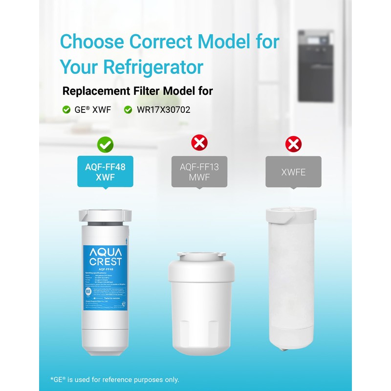 AQUACREST NSF Certified XWF Refrigerator Water Filter, Compatible with GE