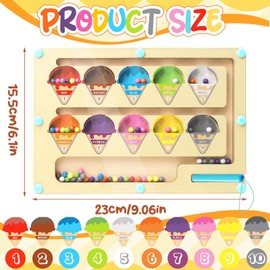 Magnetic Color and Number Maze Sorting Board, Wooden Fun Counting Matching Games, Wooden Matching & Counting Puzzle Board, Magnets Children Motor Skills Toy for Toddlers Age 3-8