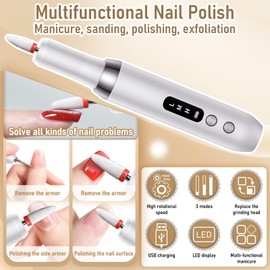 Rechargeable Cordless Electric Nail Drill Kit, Professional Electric Nail File for Acrylic Gel Dip Powder Nails, 3 Speeds 15000RPM, Reversible Direction, Portable Manicure Pedicure Tool,Pink