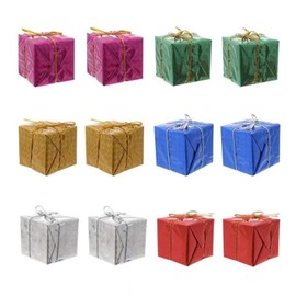 Dzrige 12Pcs Mini Christmas Gift Boxes Xmas Tree Small Hanging Foam Pendants Gifts Bulk for Christmas New Year Party Decorations Supplies, 1 Inch