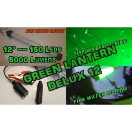 FireWaterMarine 12v Waterproof 12" DELUX LED GREEN UNDERWATER SUBMERSIBLE NIGHT FISHING LIGHT