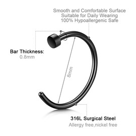 VF VFUN 20 g Nose Stud Double Nose Piercing Diamond CZ Piercing Nose for Women Men Hypoallergenic Piercing Nose Tragus Cartilage Helix Hoop