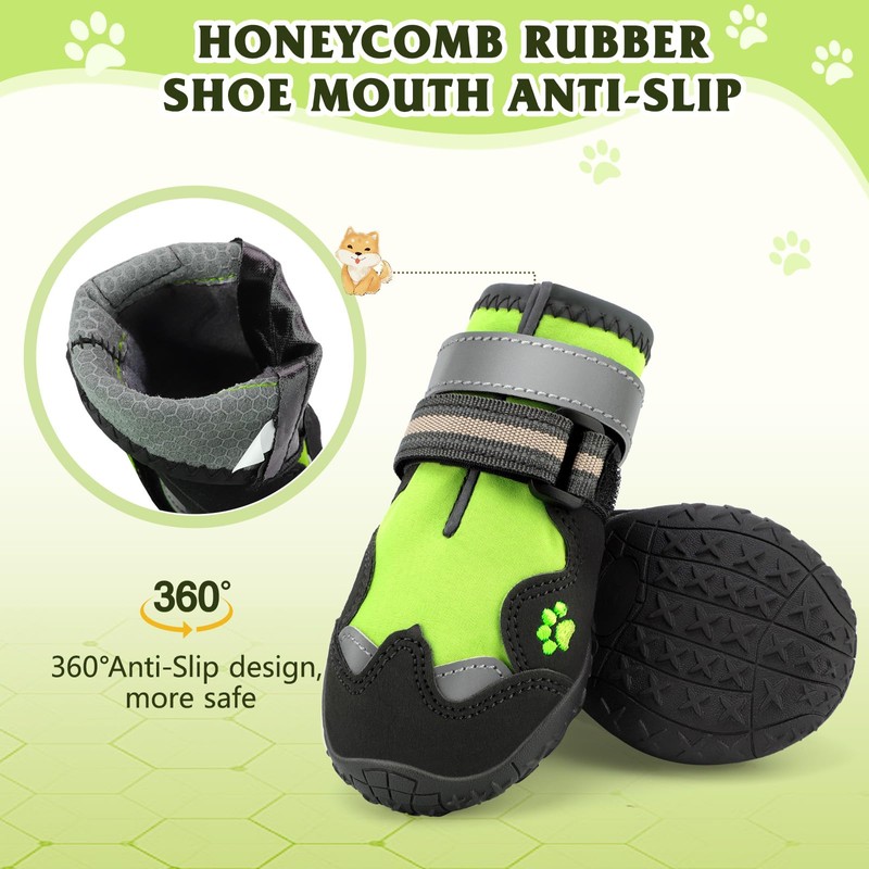 Dog Shoes, FISHOAKY Dog Shoes for Large Dogs, 360°Anti Slip