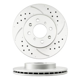 KAC 3295 D465A Front Brake Kits Brake Rotors and Ceramic Brake Pads Set replacement for Insight 10-14,Civic EX 97-00,Civic Si 99-00/03,Civic EX LX DX 03-05 Ventilated & Drilled & Slotted 4-Lug