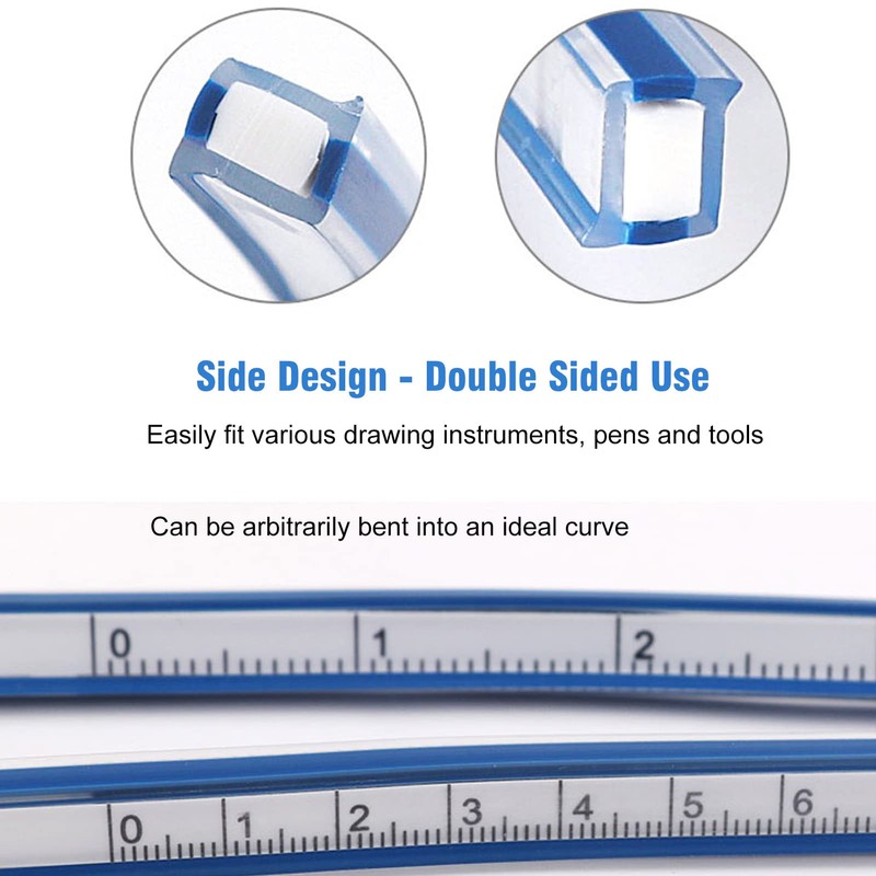 Flexible Curve Ruler, Plastic French Curve Ruler for Engineering Drawing