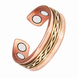 EnerCoppeX Pure Copper Ring for Men, Lymphatic Drainage Adjustable Magnetic Ring, 3500 Gauss Magnet (Type-A)