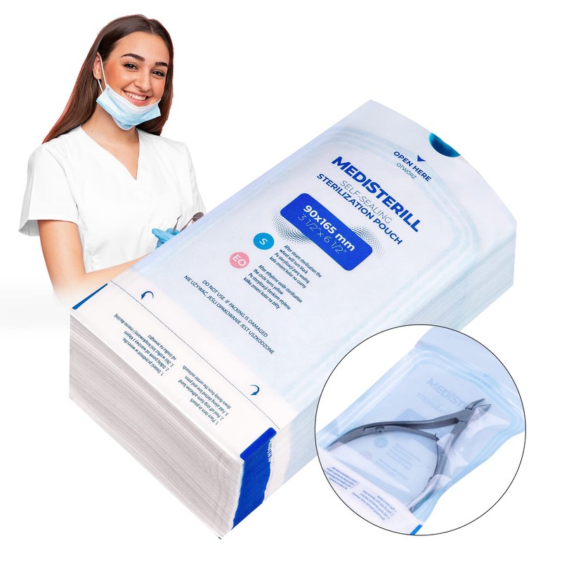 Pack of 200 Self-Sealing Sterilisation Bags, PVC Dental Sterilisation Bags,
