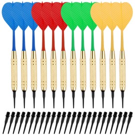 Darts with Plastic Tip, Pack of 12 Professional Darts with 100 Plastic Dart Tips, Soft Darts Set, Indoor Activities, Children, 18 g