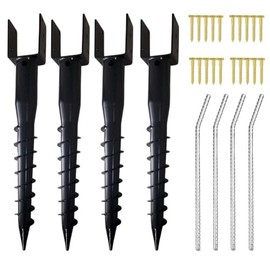 Furnishh No Dig Ground Anchor 4"x4" Post Holder U Model Screw in Post Stake for Mailbox Posts and Fence Posts, 27" Long Post Anchor Spike, 4 Packs, Black