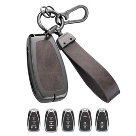 Qunzes Key Fob Cover with Heavy-duty Keychain for Chevy Camaro Cruze Malibu 2016-2021 (Gray)