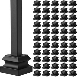 Dunzy Iron Baluster Shoes Stair Flat Shoe with Screw for 1/2 Inch Staircase Balusters Metal Spindle Railing, Black (60 Pcs)