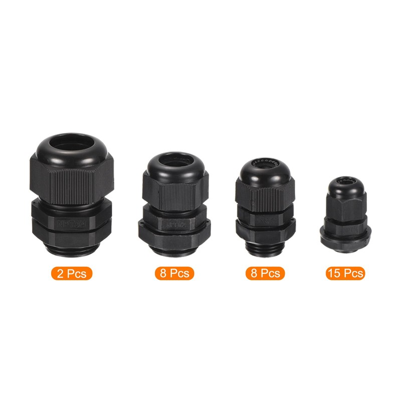 sourcing map 33 Pcs Cable Gland Kit 1/4" 3/8" 1/2"