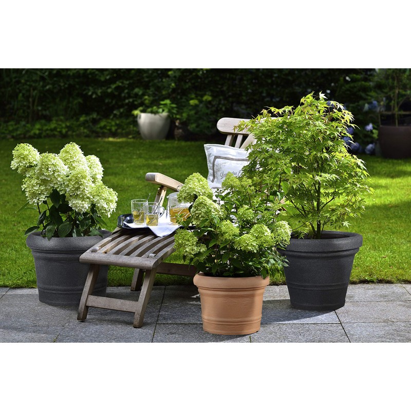 Scheurich Formia 30 Round Black Granite Planter/Planter/Planter Made with Recycled