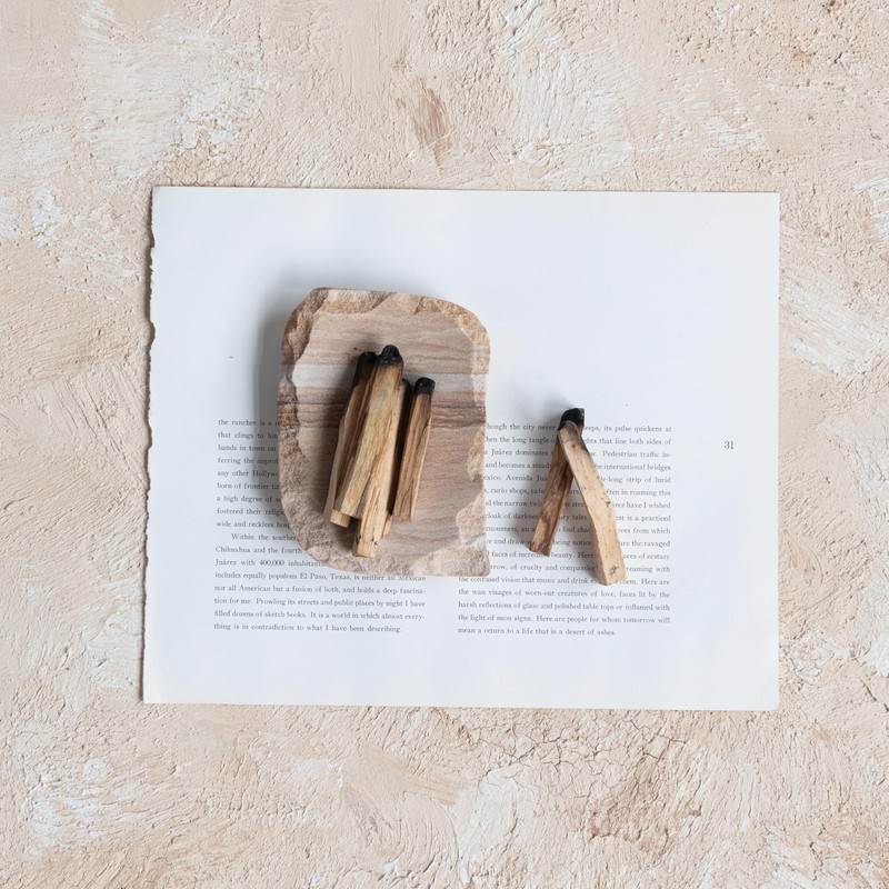 Creative Co-Op Rainbow Sandstone Soap Dish with Raw Edge, Natural