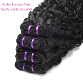 Vanlov 3C4A Burmese Curly Human Hair Bundles 14 16 18 20 Curly Bundles Unprocessed Burmese Raw Hair Extension Real Human Hair Natural Color Human Hair Weft Extensions