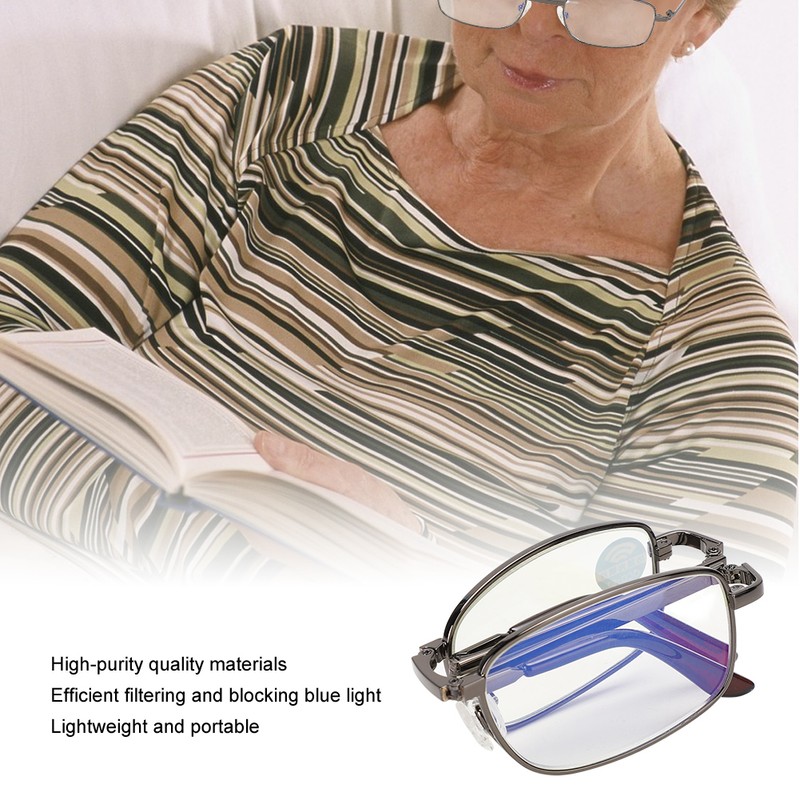 Reading Glasses Blue Light Blocking Anti Fatigue Folding Presbyopic Glasses
