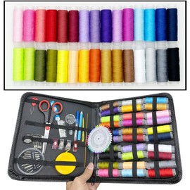 JMZLLRX Travel Sewing Kit with 126 Sewing Accessories, Sewing Kit Basic Equipment with Bobbins Thread Sewing Needles Scissors Thimble Tape Measure for Travellers, Adults, Children, Beginners, DIY and