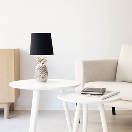 Navaris 2 x Lampshade Table Lamp E14 Round - 15.2 x 13.7 x 17.2 cm - Lampshades for Table Lamp Set - E 14 Lampshade - Black Silver