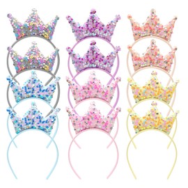 Ondder 12 Pack Sparkling Princess Crown Headbands: Ideal for Women Girls & Teens Perfect for Role - Playing Birthday Parties & Princess Dress - Ups Glittery Crown Design