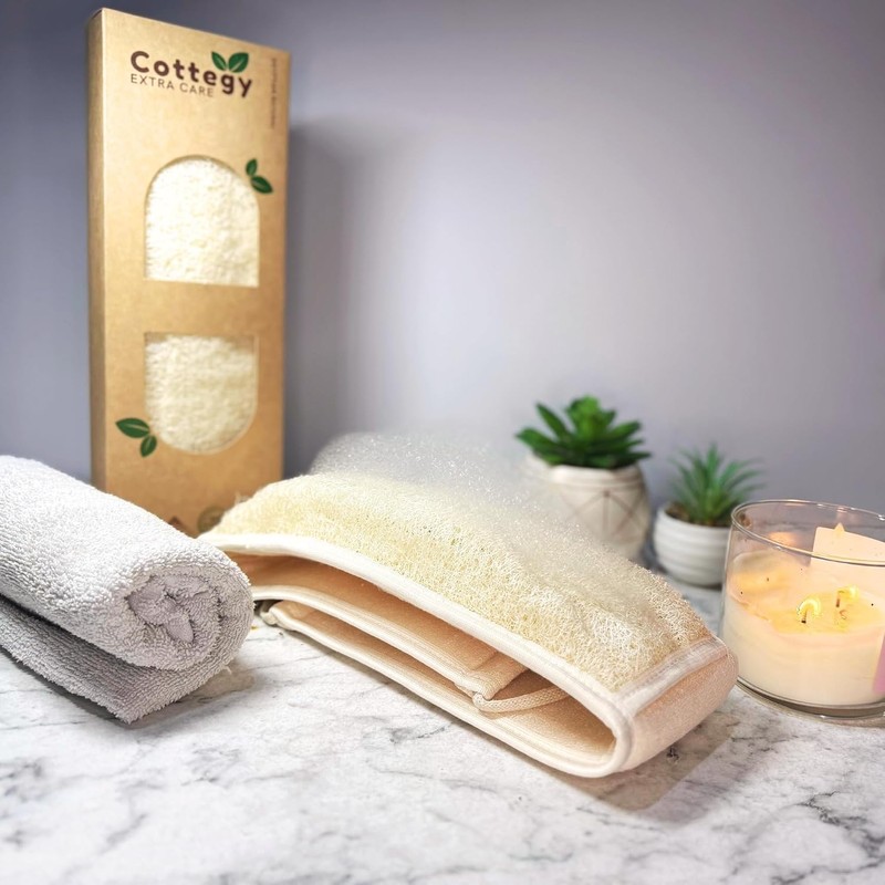 Estropajo de lufa natural Cottegy CT104 para ducha y exfoliación