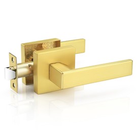 Probrico 1 Pack Gold Passage Door Levers Square Door Lever Door Lock Handle Lockset Keyless Doorknobs Passage Knobs Lockset Interior Hallway Passage Closet