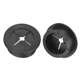 QUARKZMAN Pack of 2 Cable Grommets, 1-1/4 Inch (32 mm) Desk Feed-Through Flexible Rubber Plugs, Wire Hole Cover for Office, Computer Desk, Wire Organiser, Black