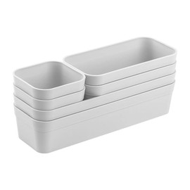 1x Drawer Organiser Set, Storage Box, One-Piece, Adjustable, Light Grey
